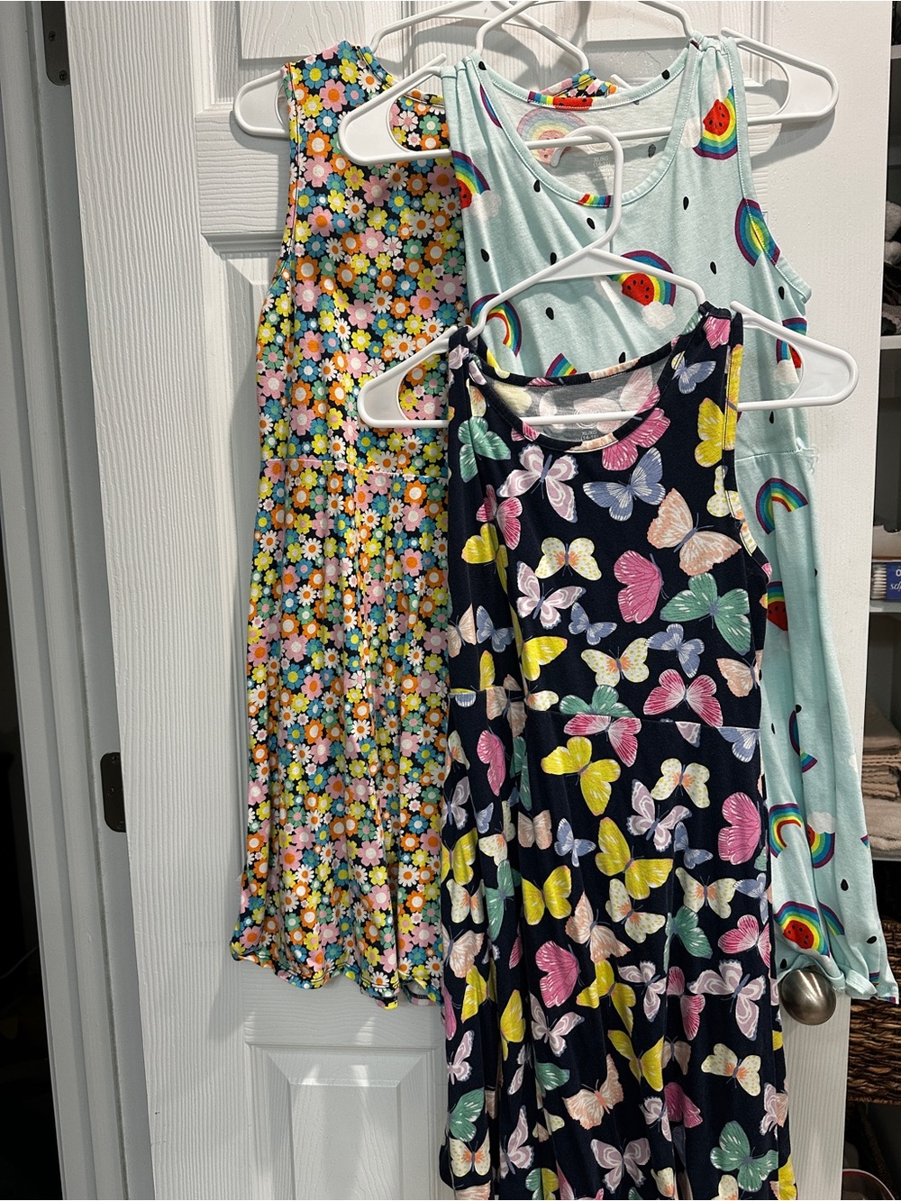 wonder nation Girls' Navy Butterfly & Floral Mix Tank Dress Set - Multicolor